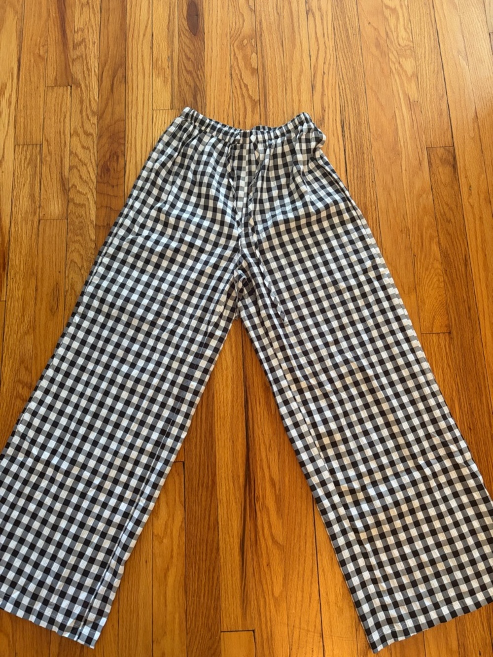Black and White Gingham Wide Leg Pants